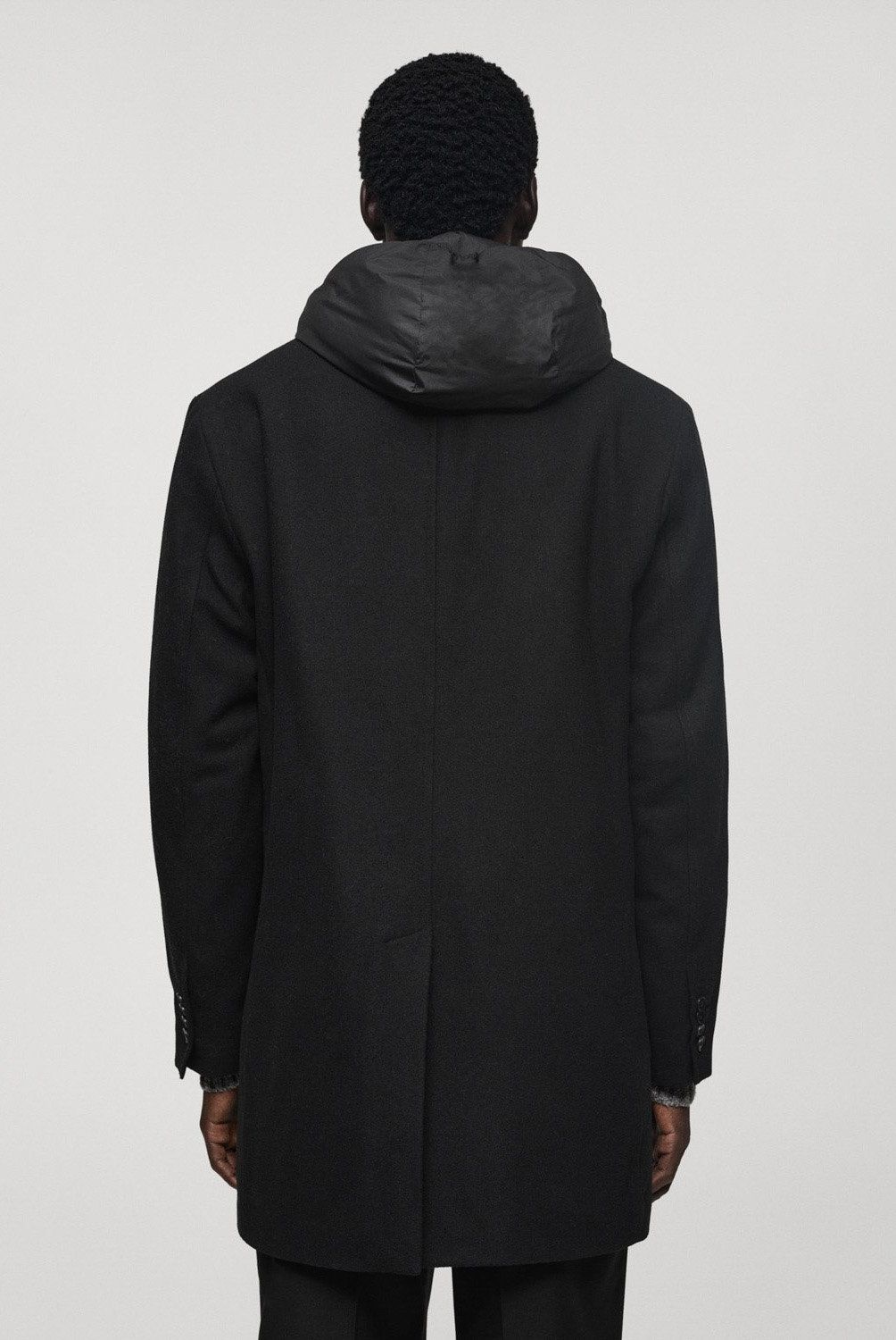 MANGO MAN - Abrigo Lana Capucha Interior Acolchado Hombre Mango Man