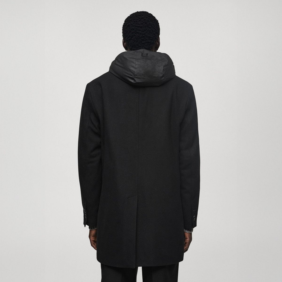 MANGO MAN - Abrigo Lana Capucha Interior Acolchado Hombre Mango Man