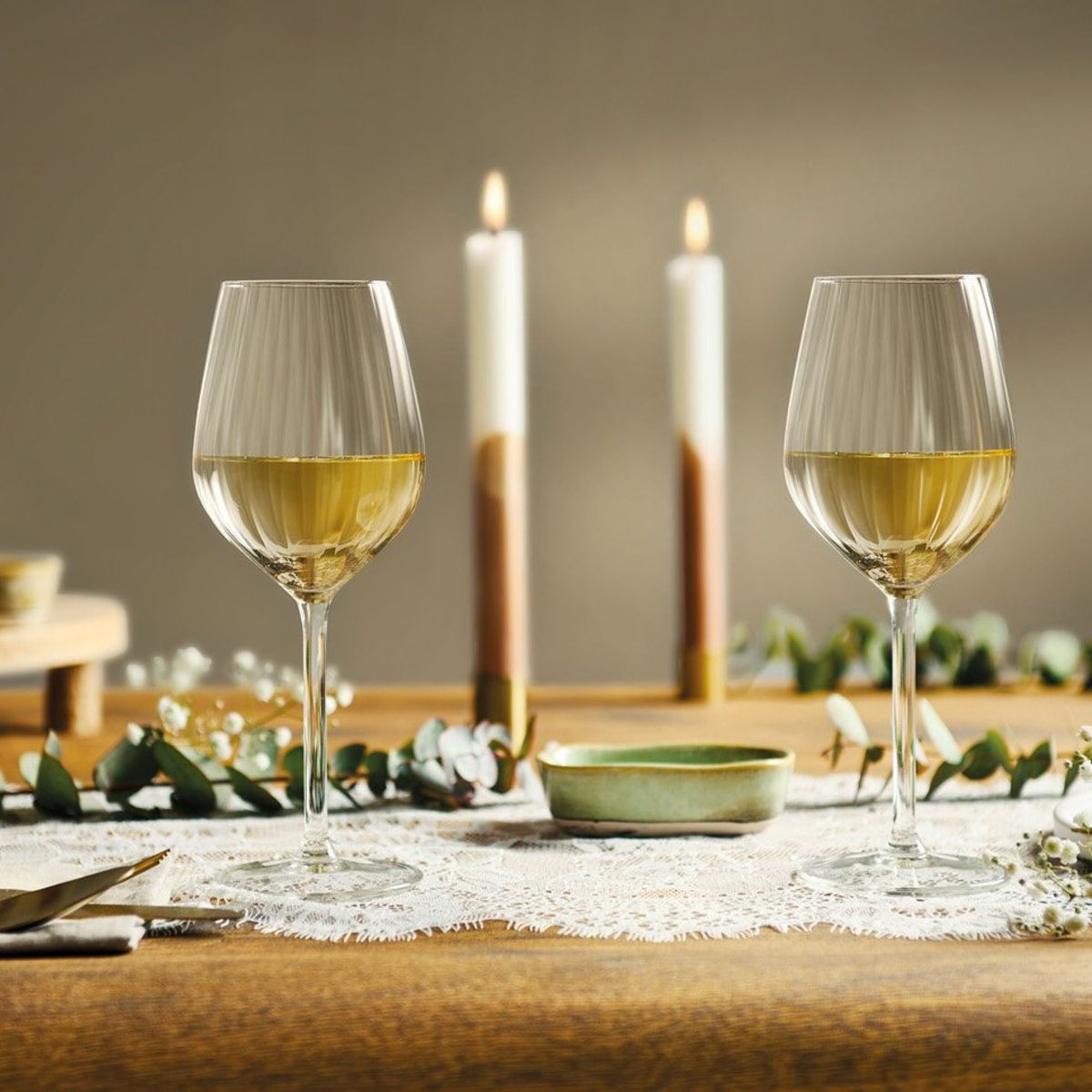 ROYAL - Set 4 Copas Vino Blanco Vidrio 380 Ml Plissé Royal