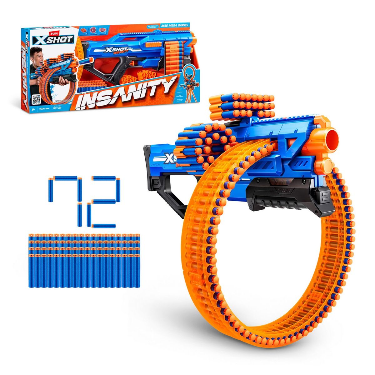 X-SHOT - Lanzadardos Insanity Mad Mega Barre X-Shot