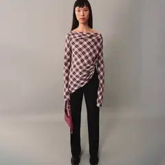 MANGO - Blusa Cuadros Asimétrica Mujer
