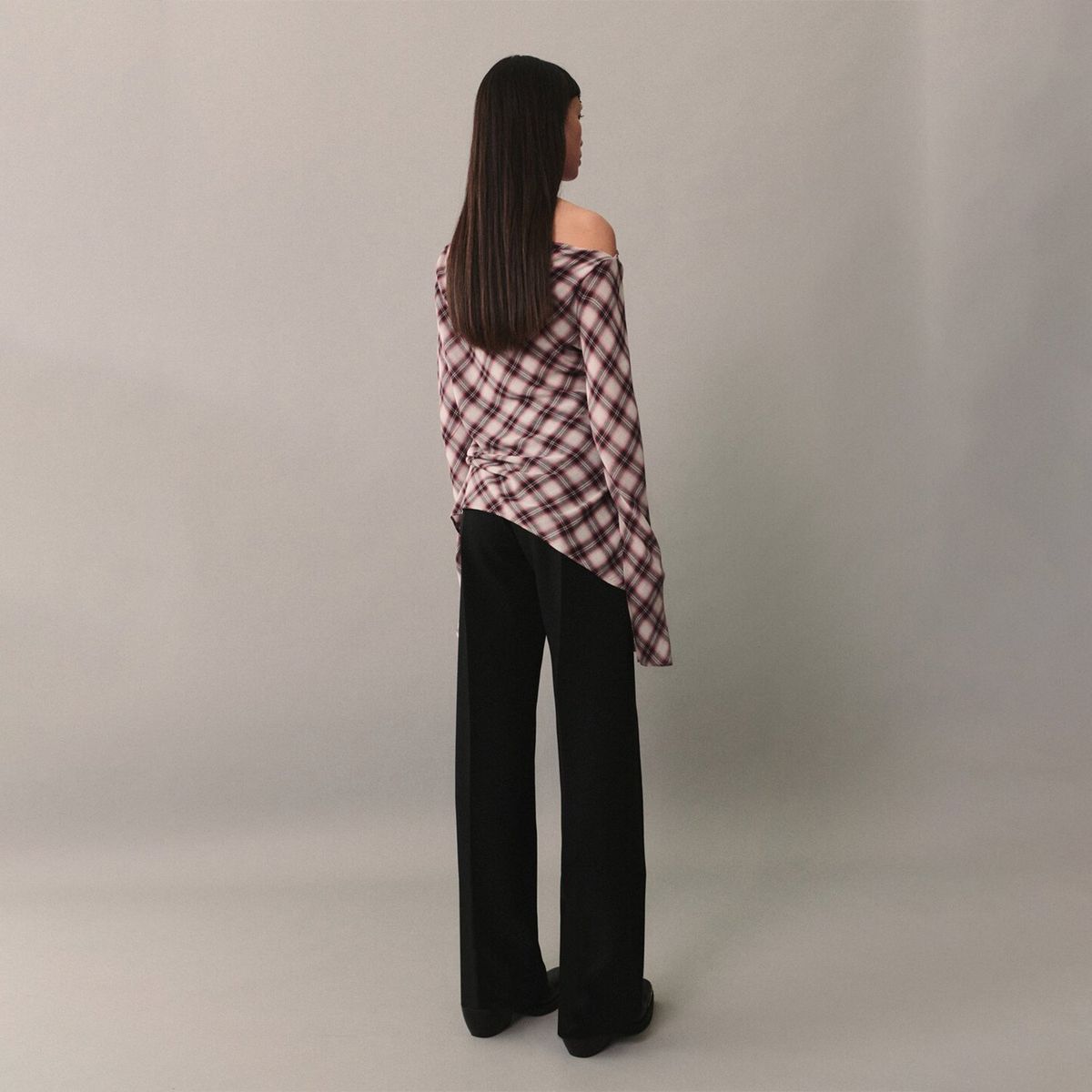 MANGO - Blusa Cuadros Asimétrica Mujer Mango