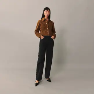 MANGO - Jeans Billie Rectos Tachuelas Mujer