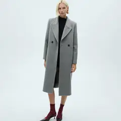 MANGO - Abrigo Lana Solapas Mujer