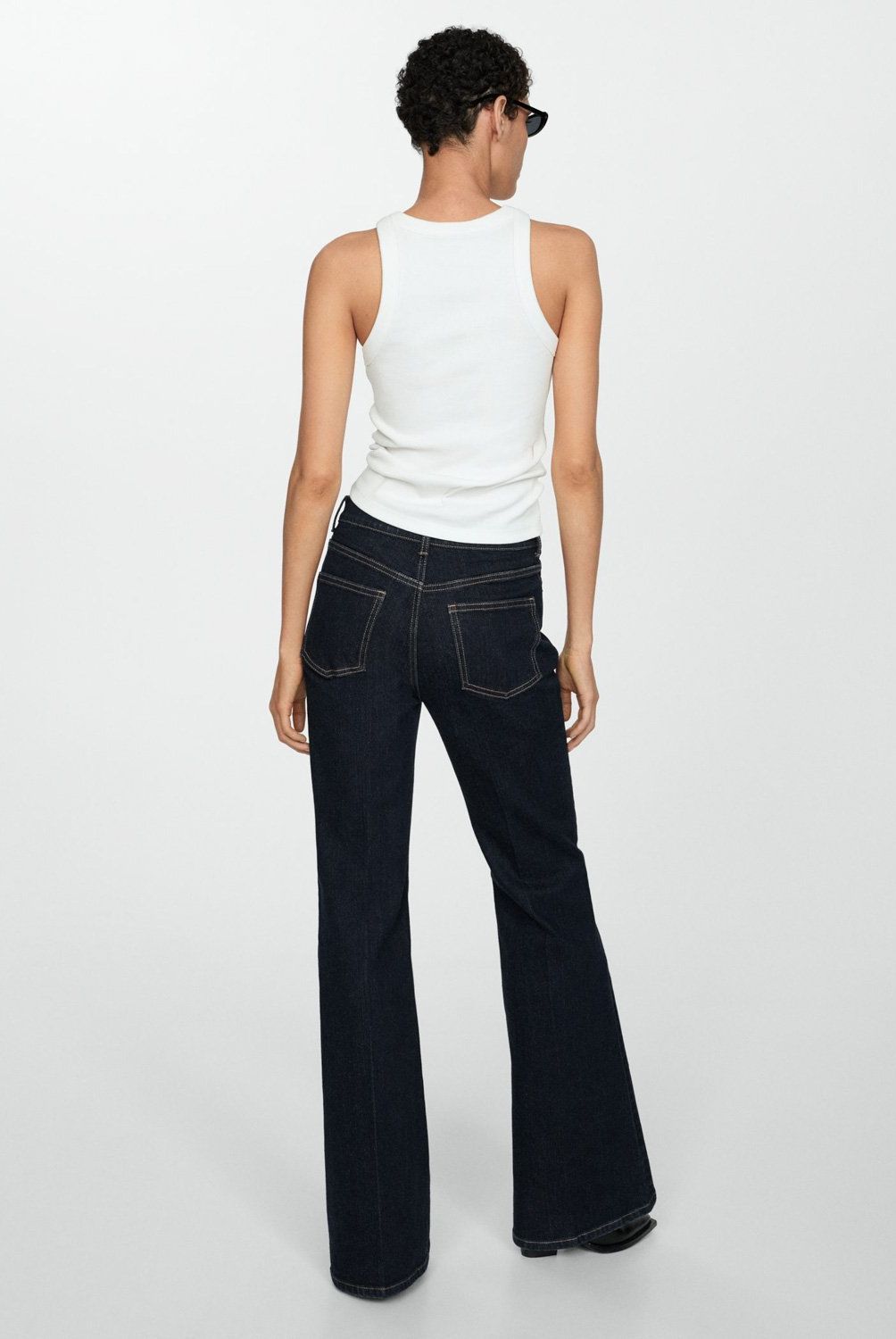 MANGO - Jeans Violeta Flare Tiro Alto Mujer Mango