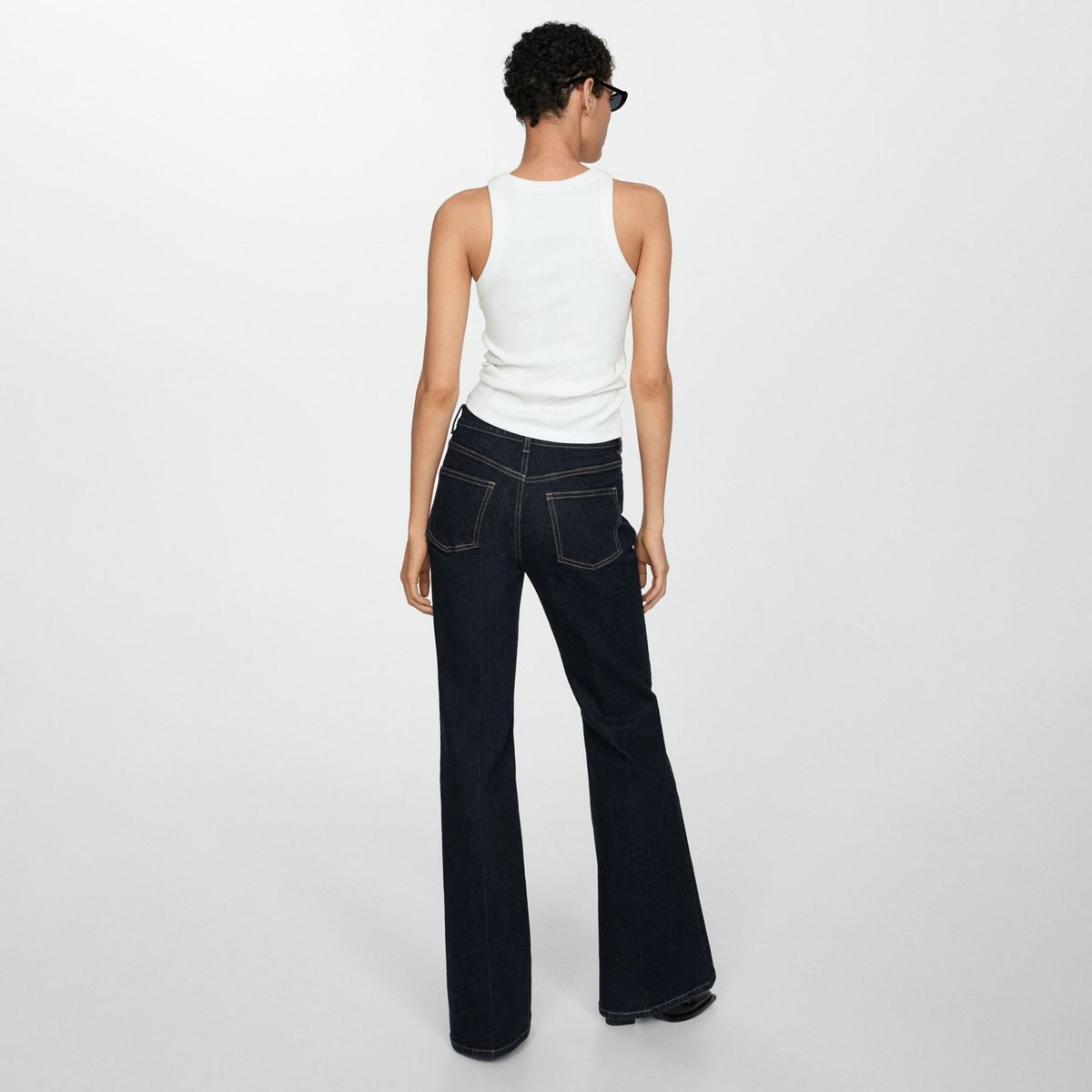 MANGO - Jeans Violeta Flare Tiro Alto Mujer Mango