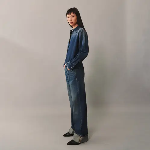 MANGO - Jeans Rectos Tiro Alto Mujer