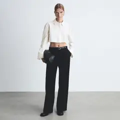 MANGO - Camisa Algodón Crop Mujer