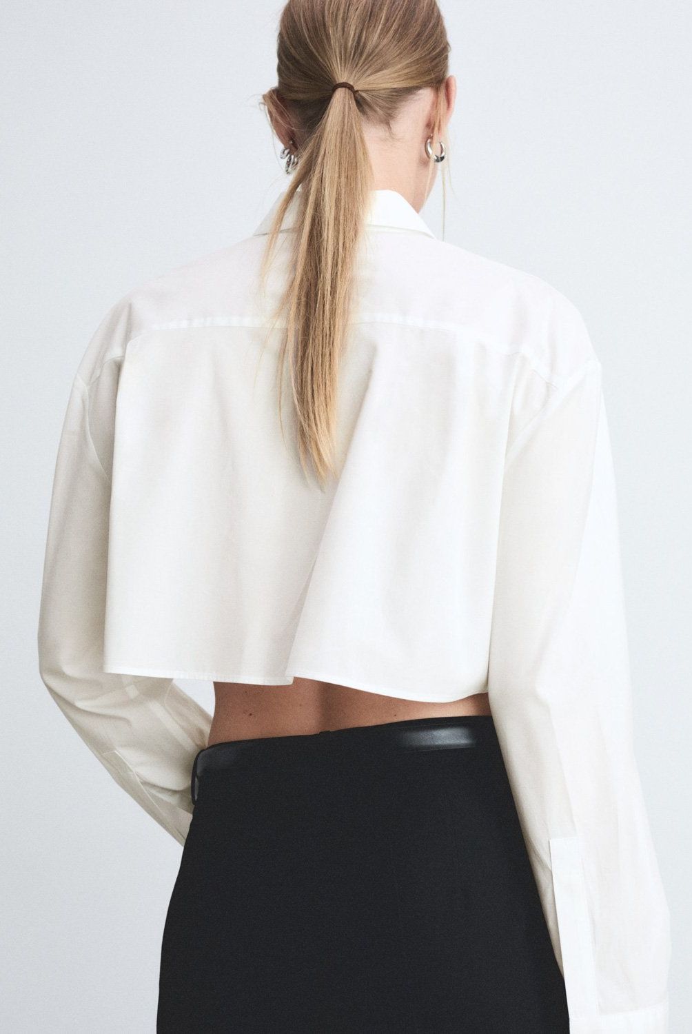MANGO - Camisa Algodón Crop Mujer Mango