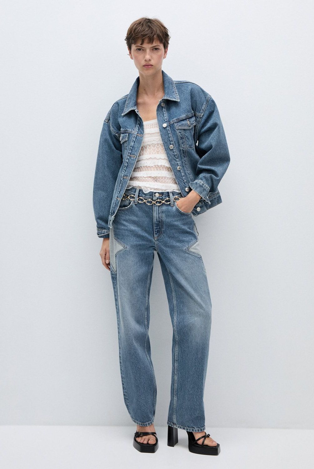MANGO - Jeans Rectos Estrellas Mujer Mango