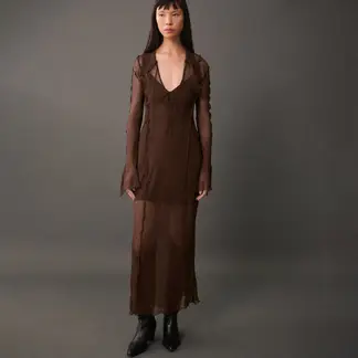MANGO - Vestido Gasa Evasé Mujer