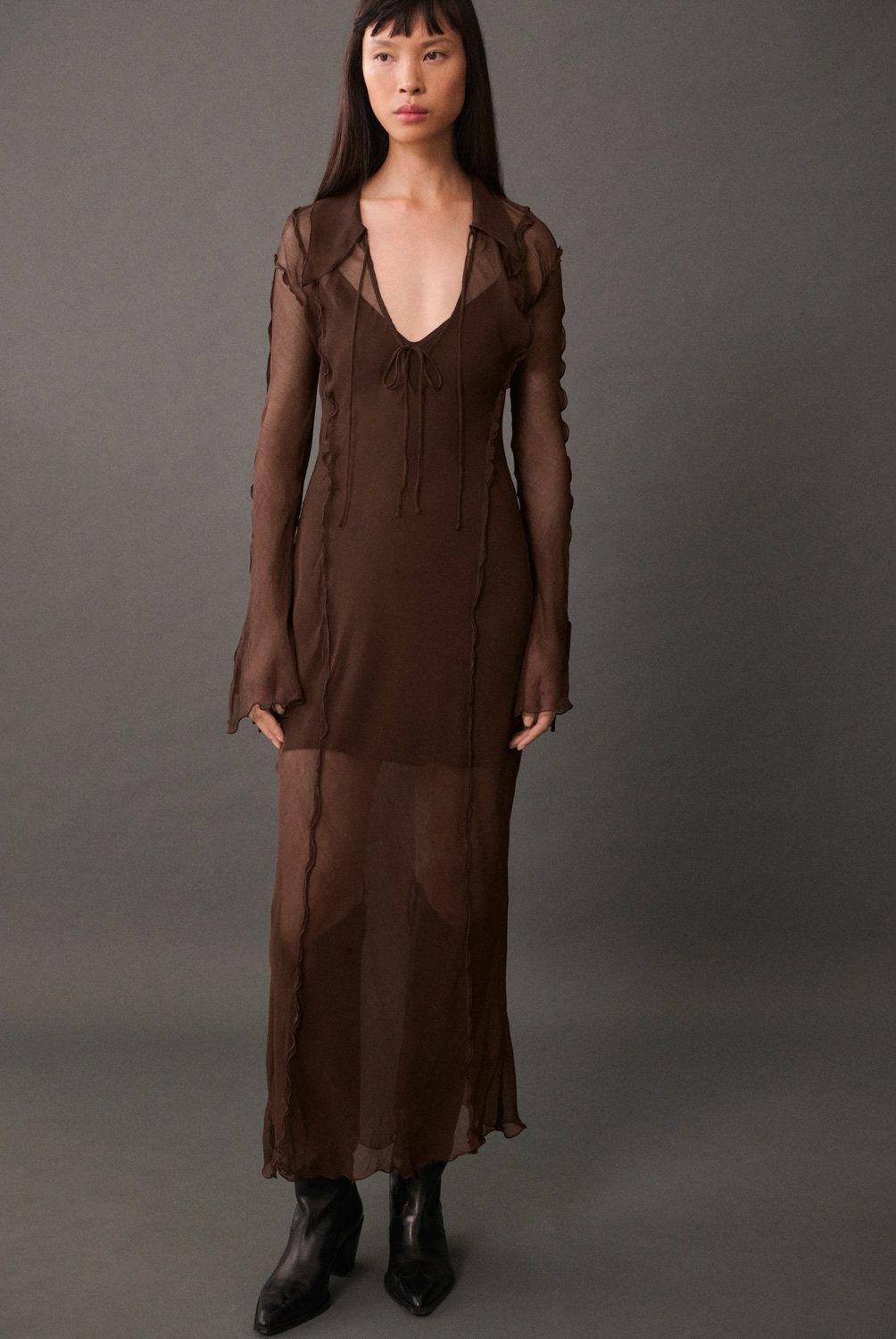 MANGO - Vestido Gasa Evasé Mujer Mango