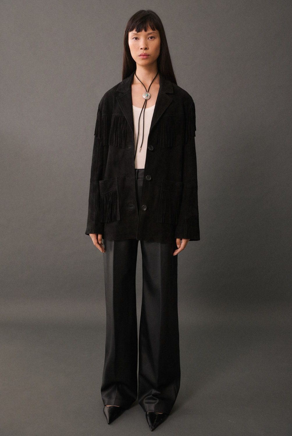MANGO - Chaqueta 100% Piel Flecos Mujer Mango