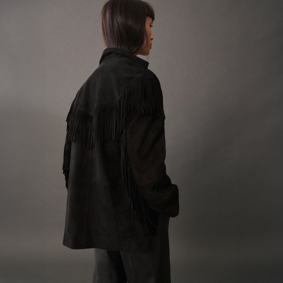 MANGO - Chaqueta 100% Piel Flecos Mujer Mango