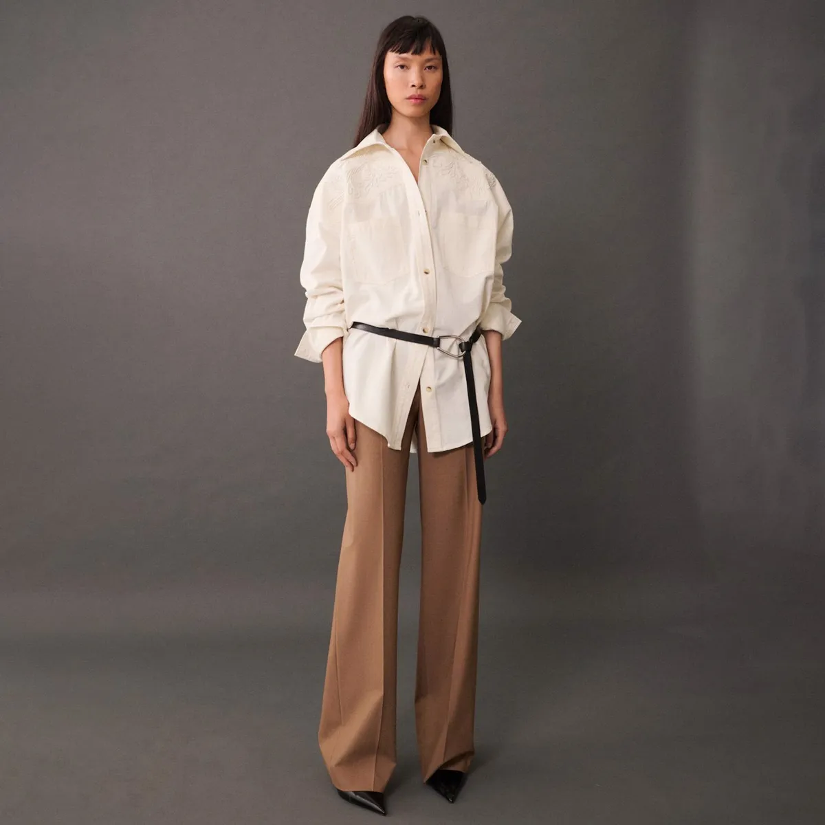 MANGO - Blusa Costuras Decorativas Mujer Mango