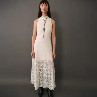 MANGO - Vestido Largo Encaje Mujer