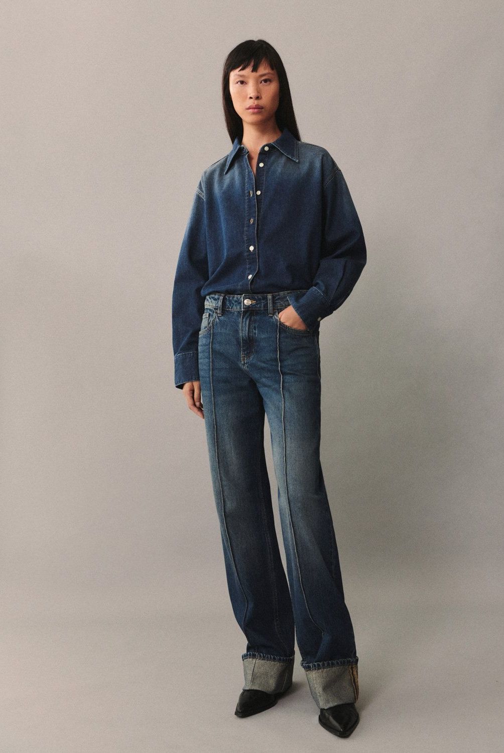 MANGO - Blusa Vaquera Oversize Mujer Mango