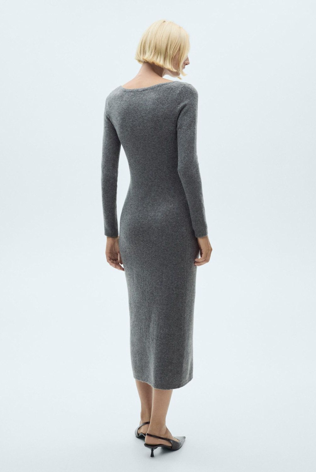 MANGO - Vestido Midi Punto Mujer Mango
