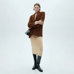 MANGO - Vestido Midi Punto Mujer