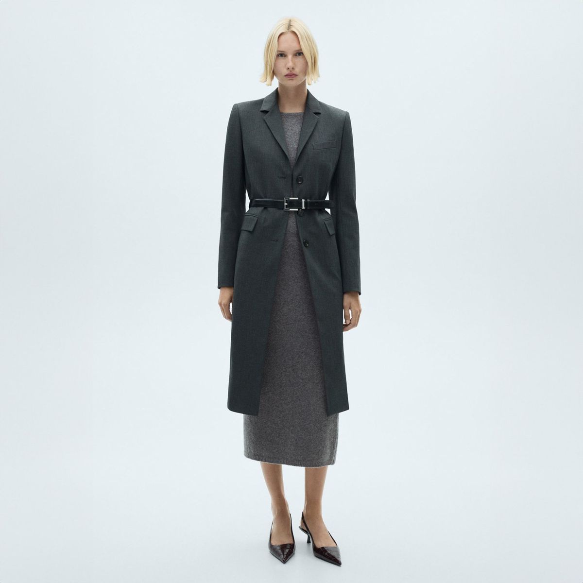 MANGO - Vestido Tejido Midi Mujer Mango