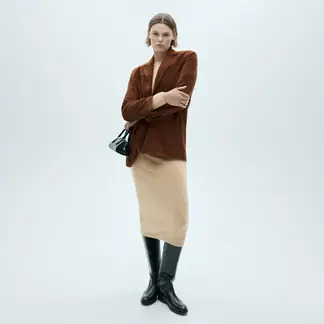 MANGO - Vestido Tejido Midi Mujer