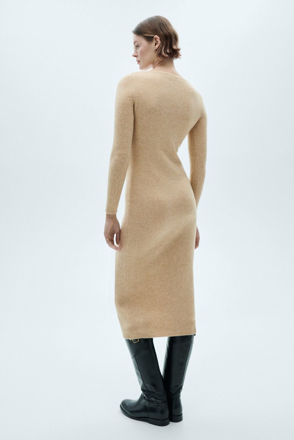 MANGO - Vestido Midi Punto Mujer Mango