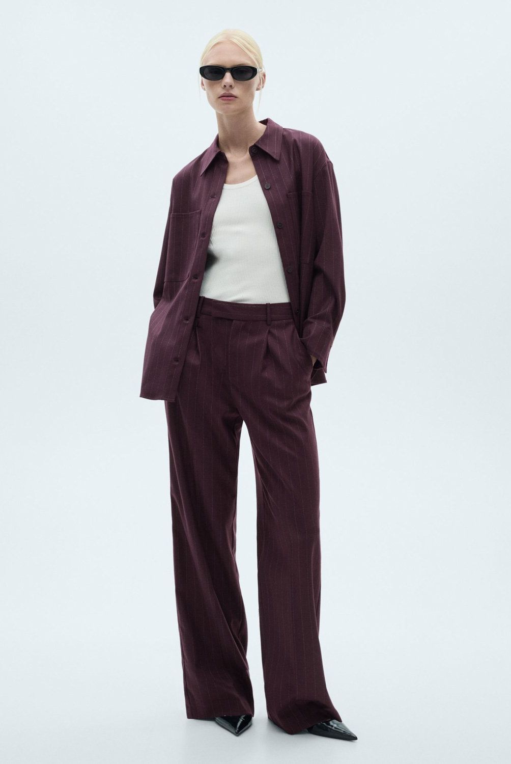 MANGO - Pantalón Pinzas Raya Diplomática Mujer Mango