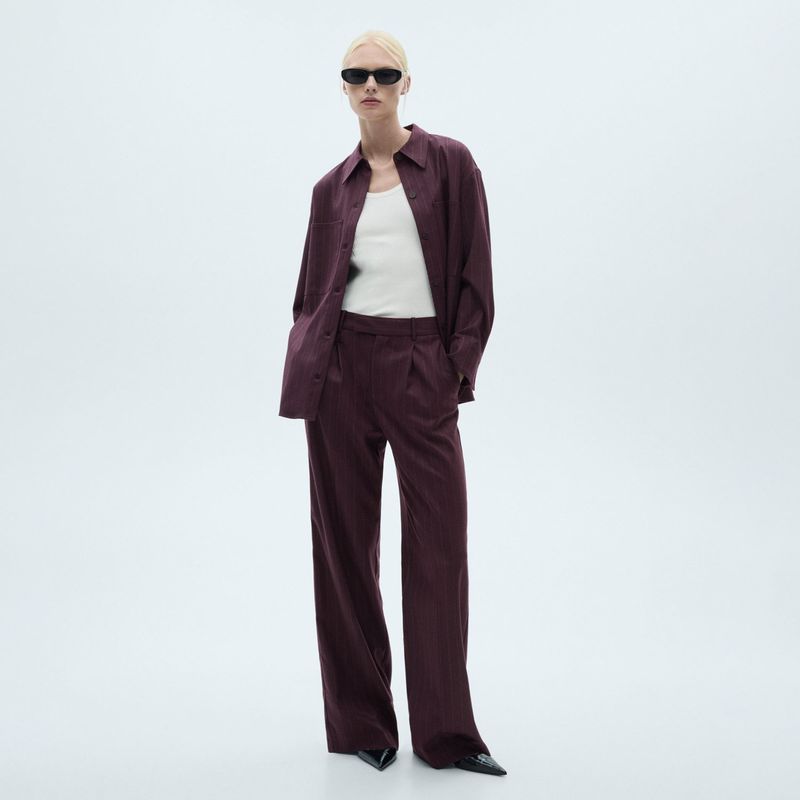 MANGO - Pantalón Pinzas Raya Diplomática Mujer Mango