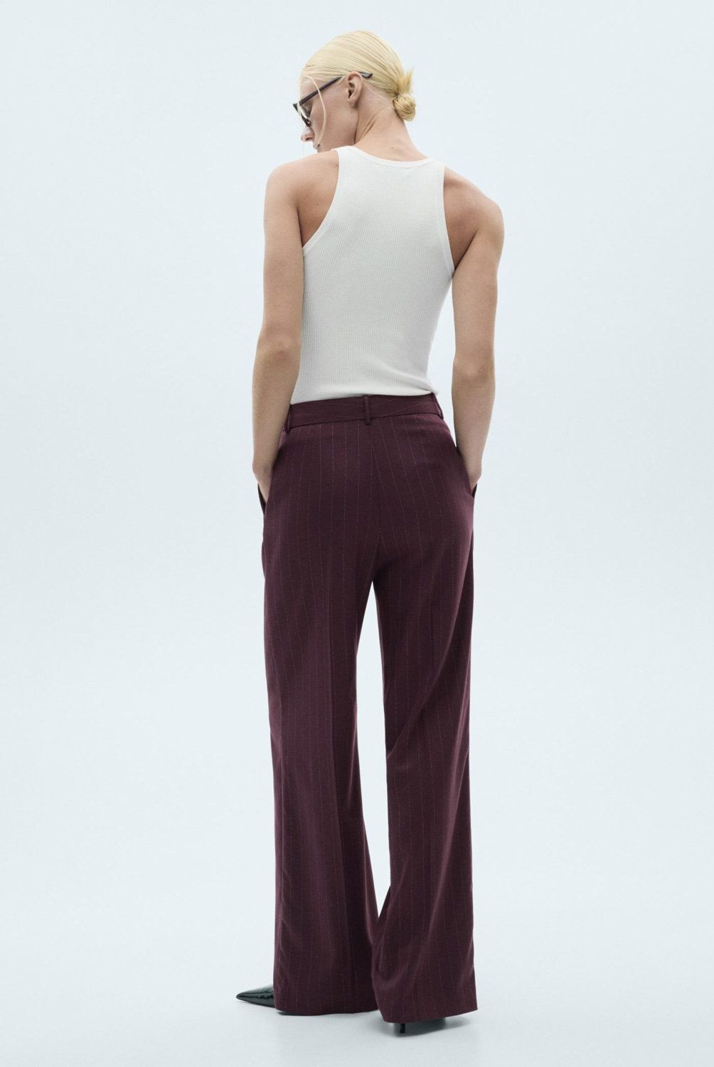 MANGO - Pantalón Pinzas Raya Diplomática Mujer Mango