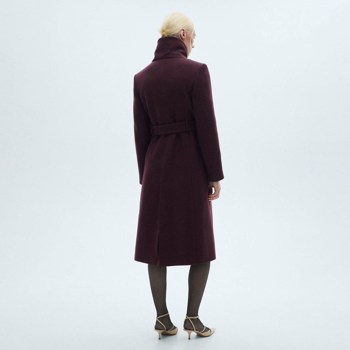 MANGO - Abrigo Lana Manteco Cinturón Mujer Mango