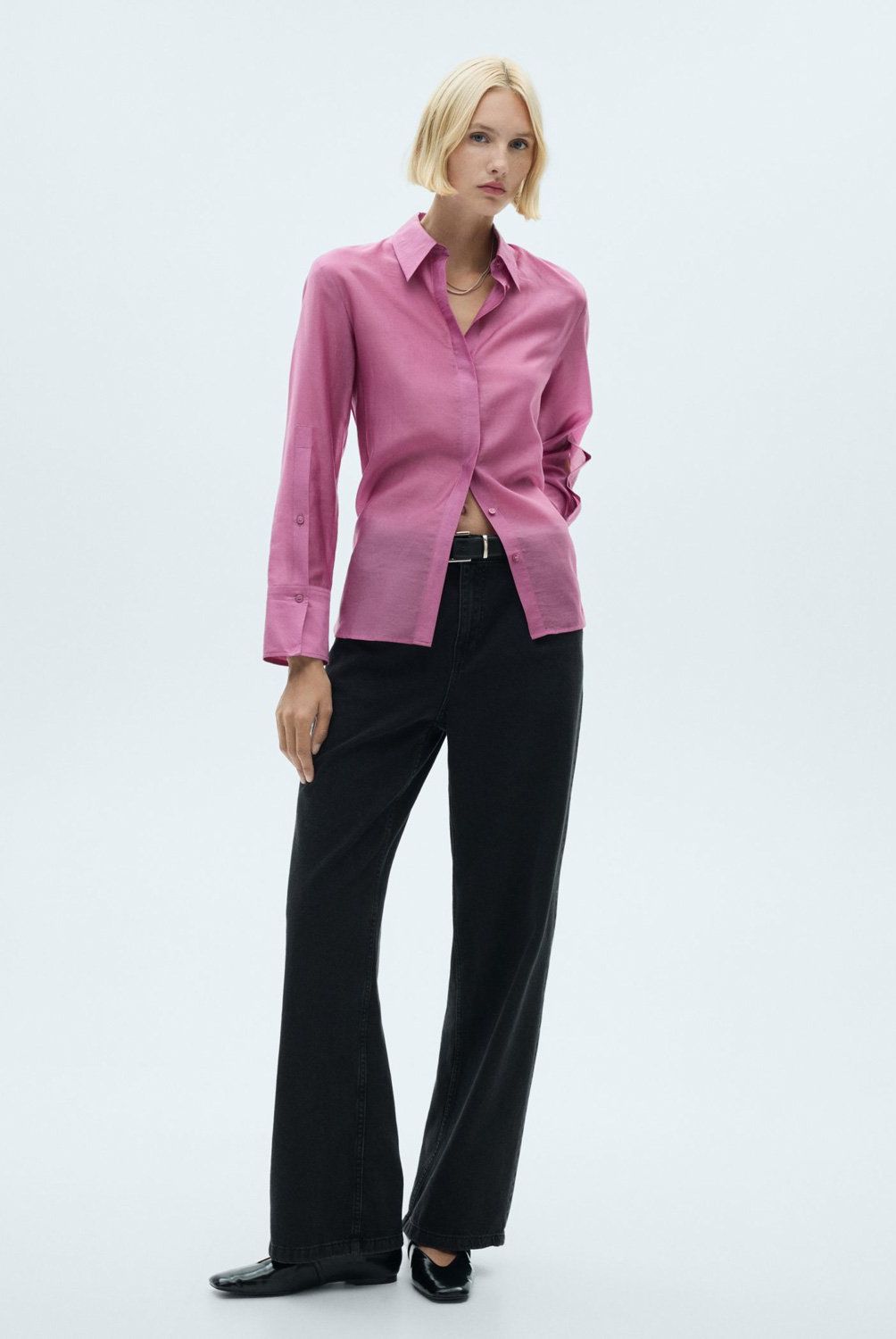 MANGO - Blusa Lyocell Satinada Mujer Mango