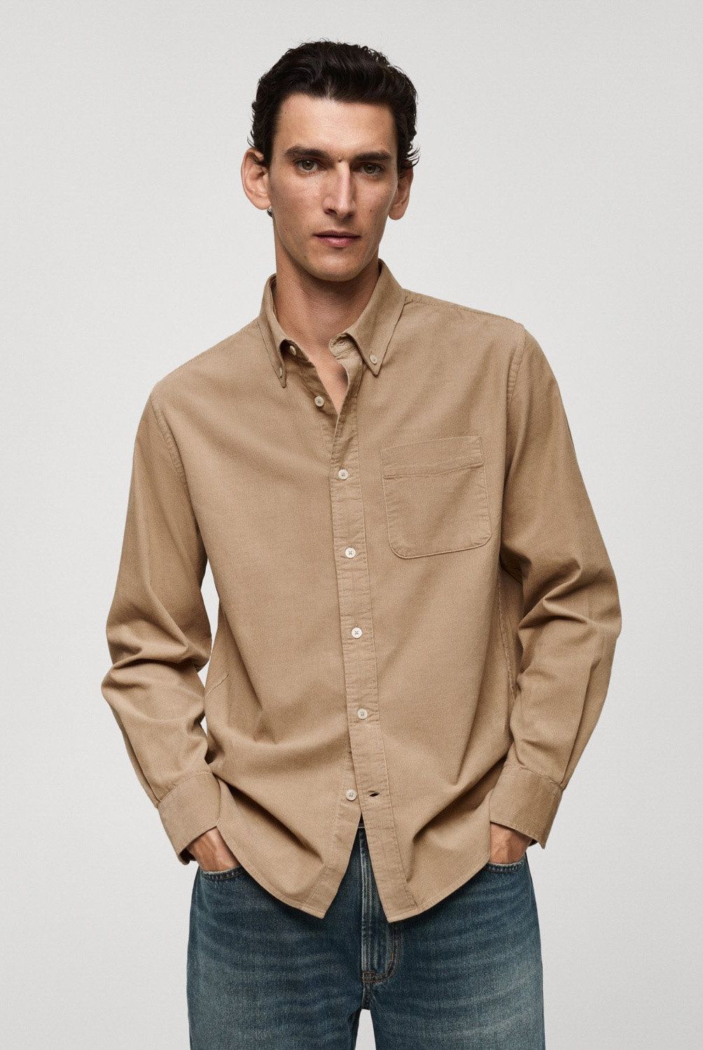 MANGO MAN - Camisa Micropana Classic Fit Hombre Mango Man