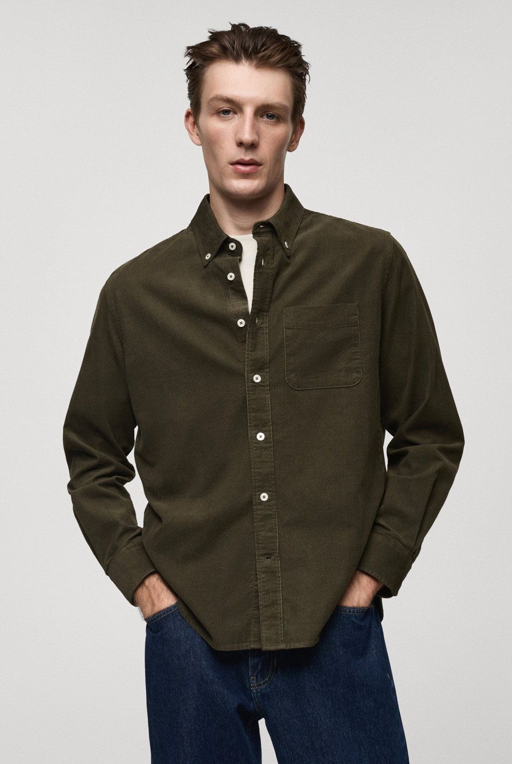 MANGO MAN - Camisa Micropana Classic Fit Hombre Mango Man