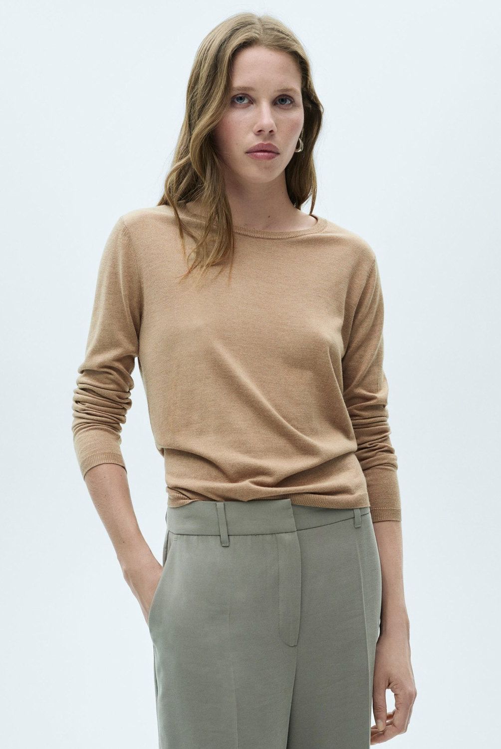 MANGO - Sweater Punto Fino Cuello Redondo Mujer Mango