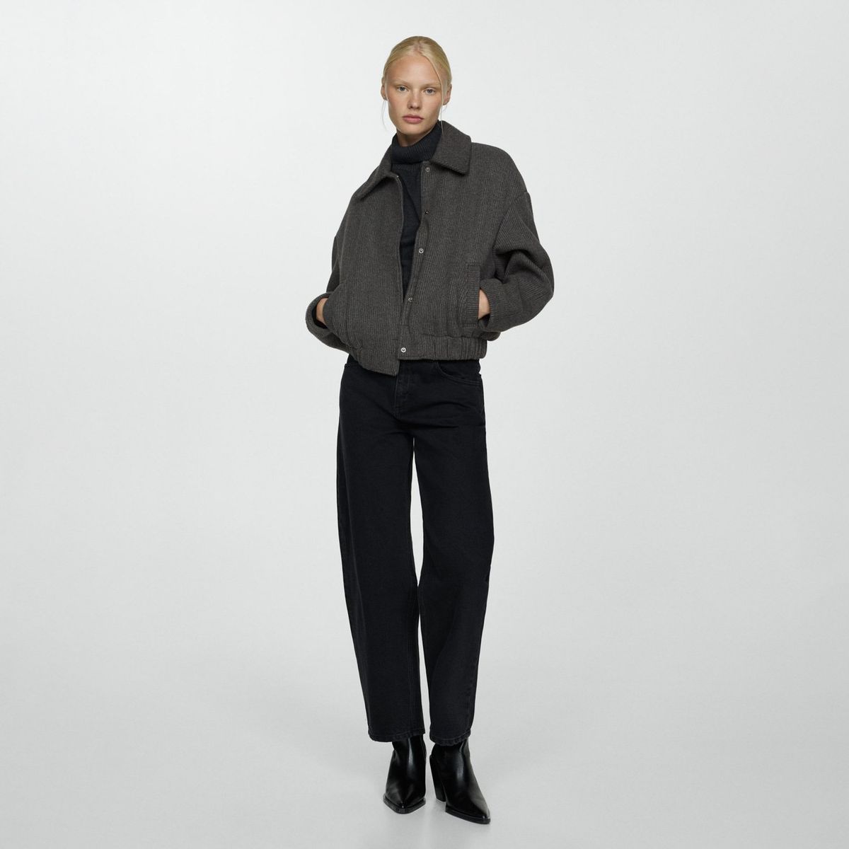 MANGO - Chaqueta Bomber Bolsillos Mujer Mango