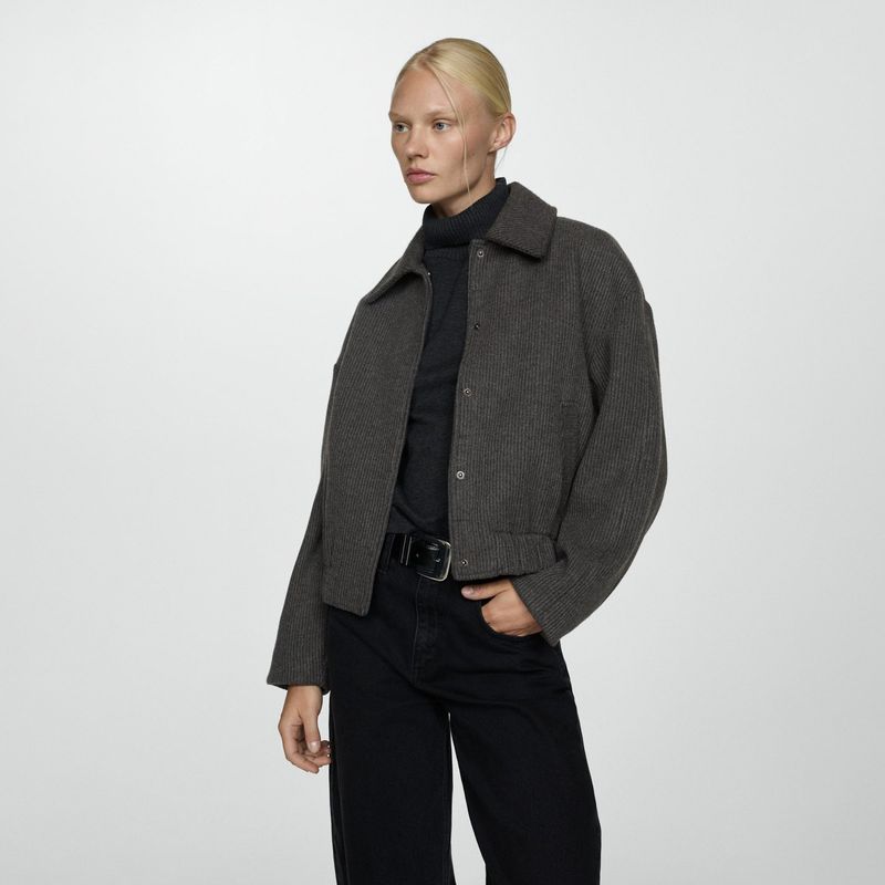 MANGO - Chaqueta Bomber Bolsillos Mujer Mango