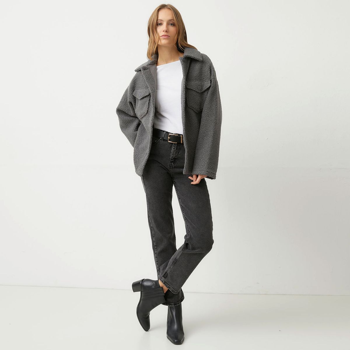 MANGO - Chaqueta Bouclé Bolsillos Mujer Mango