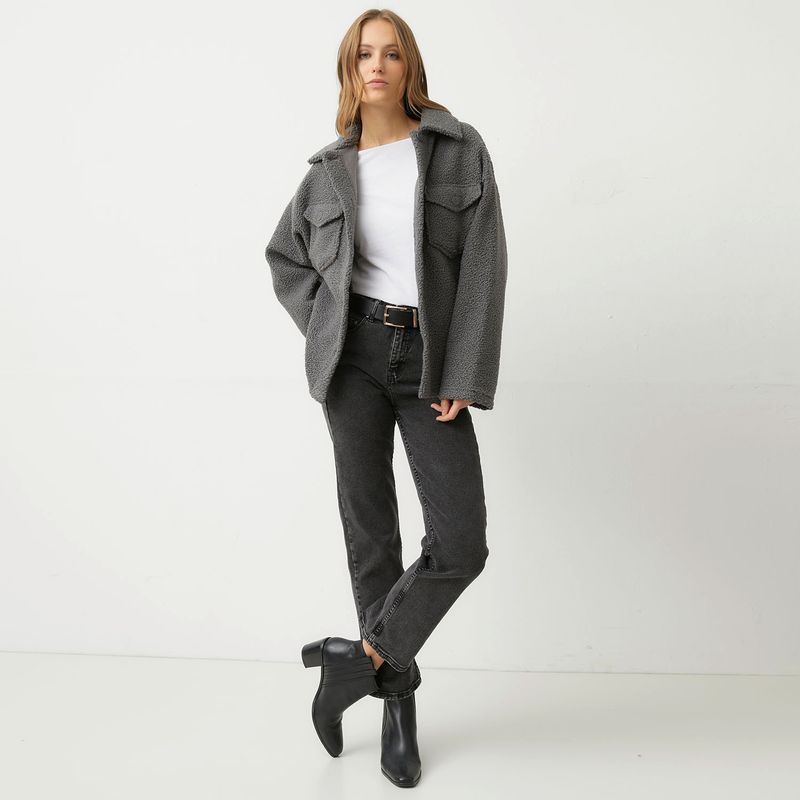 MANGO - Chaqueta Bouclé Bolsillos Mujer Mango