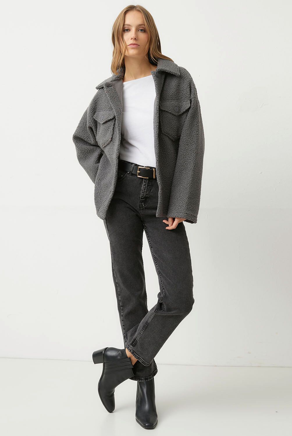 MANGO - Chaqueta Bouclé Bolsillos Mujer Mango