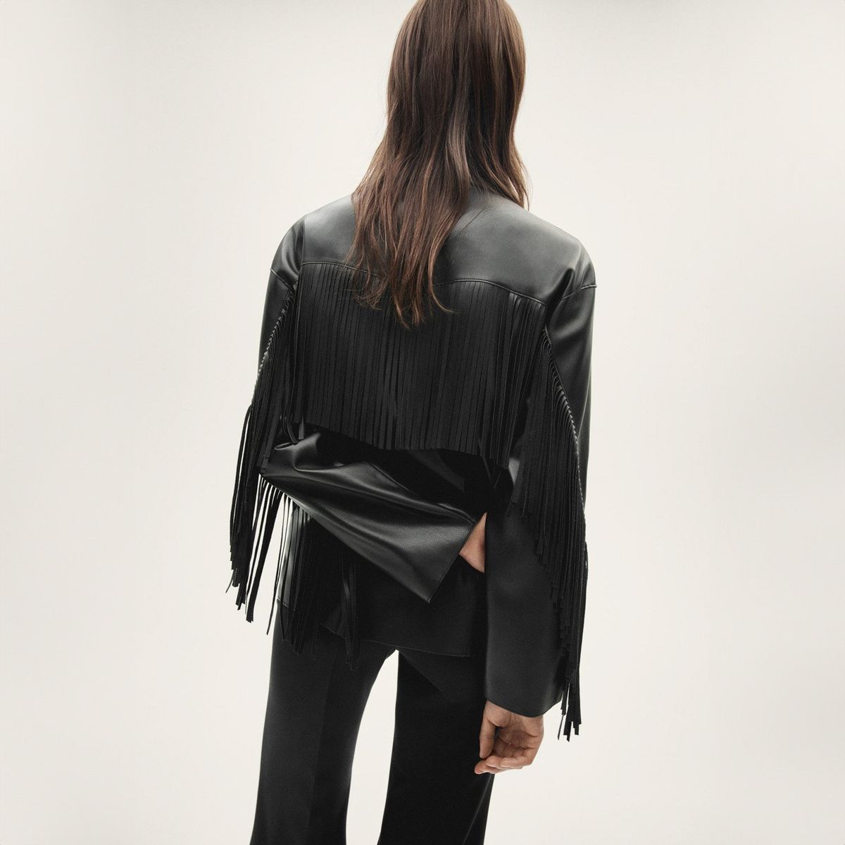 MANGO - Chaqueta Flecos Efecto Piel Mujer Mango