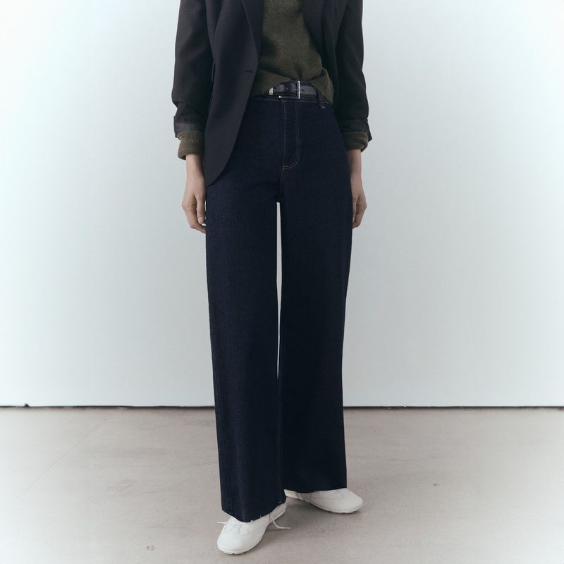 MANGO - Jeans Catherin Culotte Tiro Alto Efecto Lavado Mujer Mango