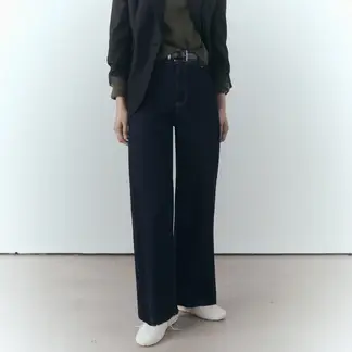 MANGO - Jeans Catherin Culotte Tiro Alto Efecto Lavado Mujer