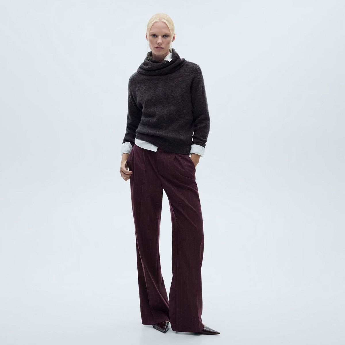 MANGO - Sweater Punto Cuello Alto Mujer Mango