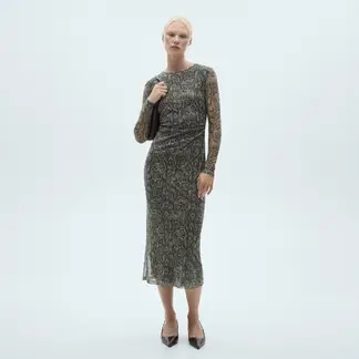 MANGO - Vestido Mesh Estampado Serpiente Mujer