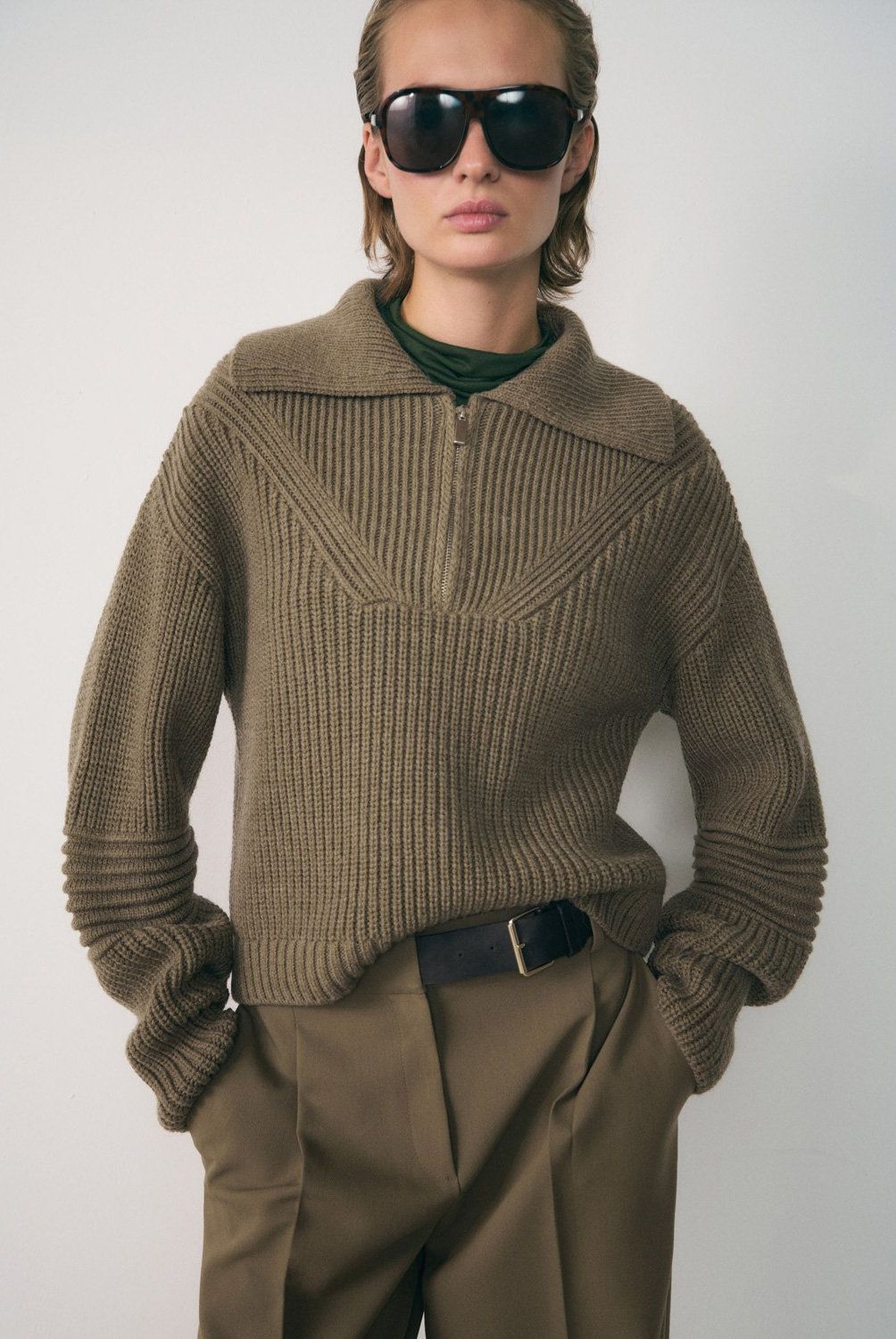 MANGO - Sweater Canalé Cuello Cremallera Mujer Mango