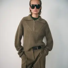 MANGO - Sweater Canalé Cuello Cremallera Mujer