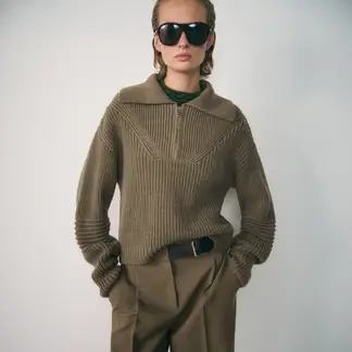 MANGO - Sweater Canalé Cuello Cremallera Mujer
