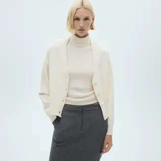 MANGO - Cárdigan Punto Cuello Pico Mujer