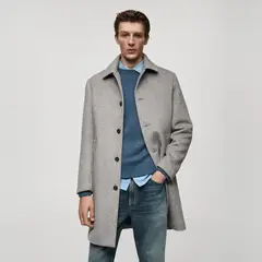 MANGO MAN - Abrigo Lana Regular Fit Espiga Hombre