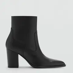 MANGO - Botín Mujer Cuero Negro